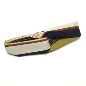 Cream, Burgundy Striped Boho Twist Headband
